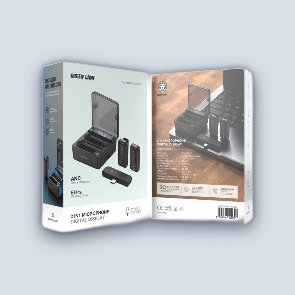 Green Lion Green Lion 2 in 1 Microphone with Digital Display – Black