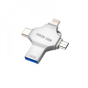 Green Lion 4-in-1 USB Flash Drive 64GB – Silver