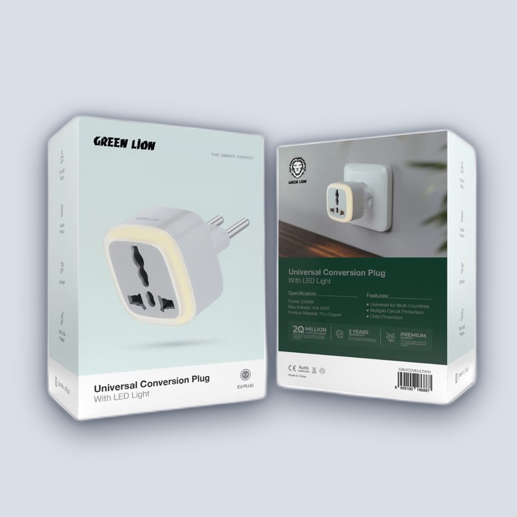 Green Lion Green Lion Universal Conversion Plug with LED light – White