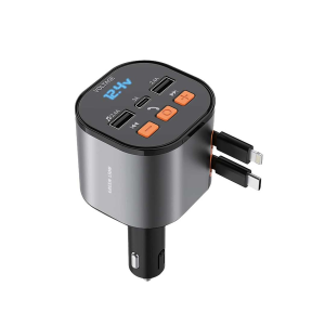 Green Lion Green Lion FM Retractable 50W Car Charger – Black
