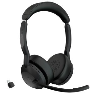 Jabra Evolve2 55 MS USB-C Bluetooth Stereo Wireless Over-Ear Headset with Built-in Mic