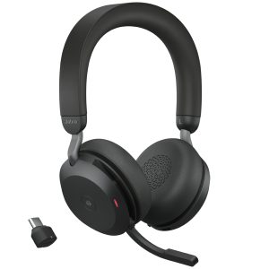 Jabra Evolve2 75 MS USB-C Wireless Over-Ear Headset with Mic & Charging Stand