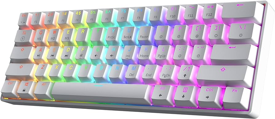HK GAMING KEYBOARD GK61 WHITE Mechanical Keyboard בWhite