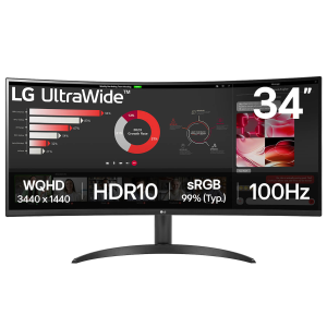 LG 34″ UltraWide VA QHD 100Hz 5ms 1800R Curved Monitor