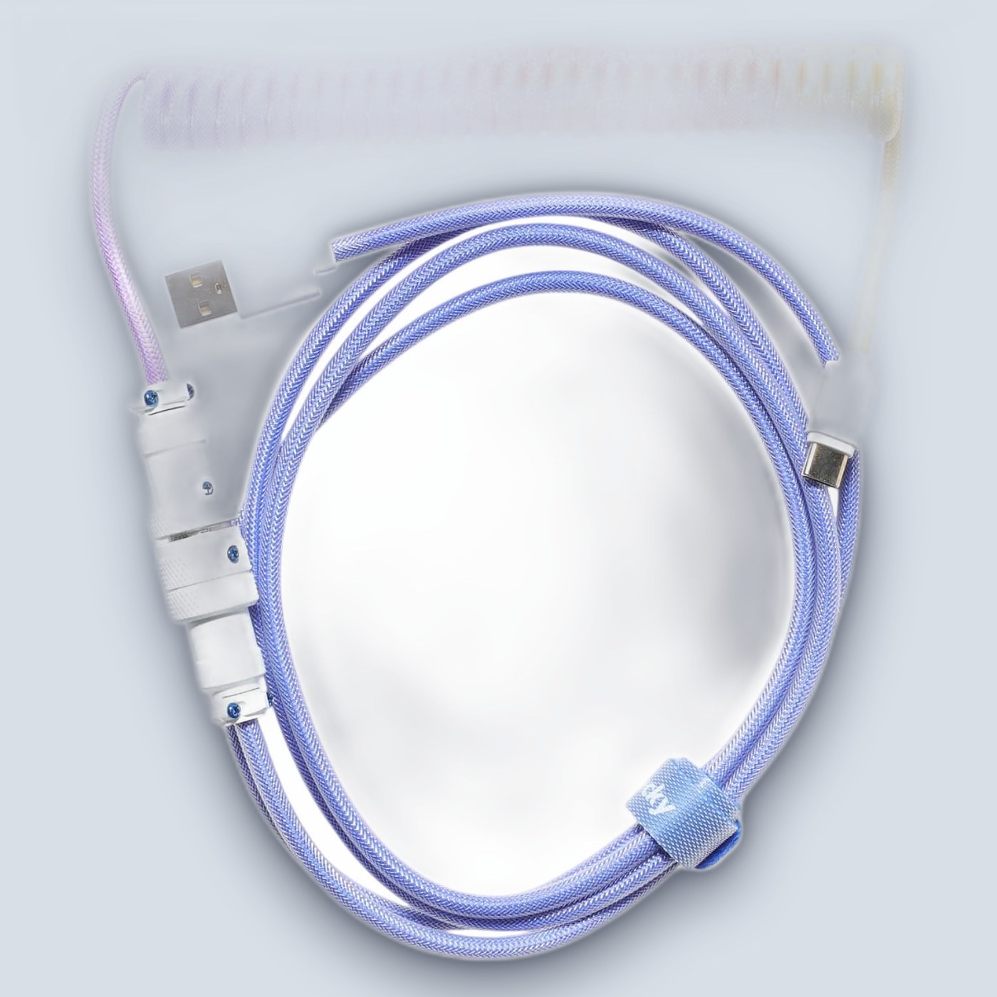 Ducky Coiled - Blue Afterglow Coiled USB-A to USB-C Cable