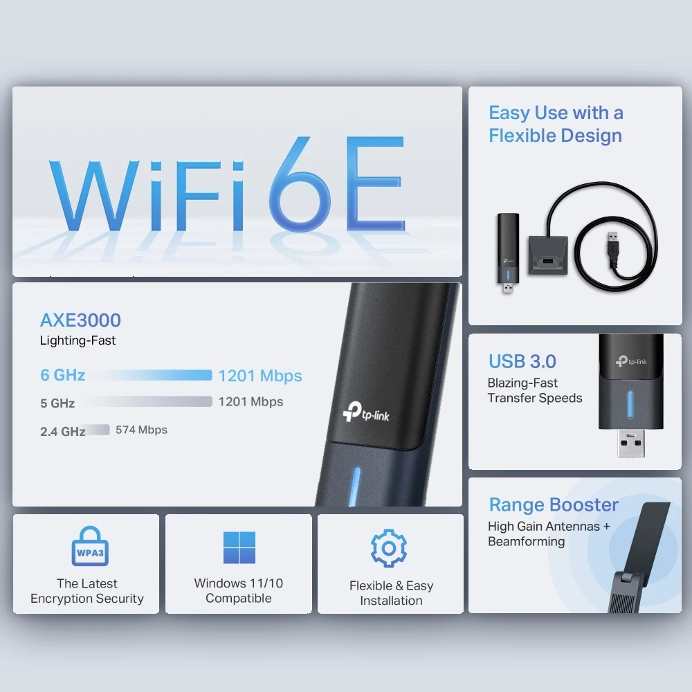 TP-Link TP-Link Archer TXE50UH AXE3000 Wi-Fi 6E USB Network Device