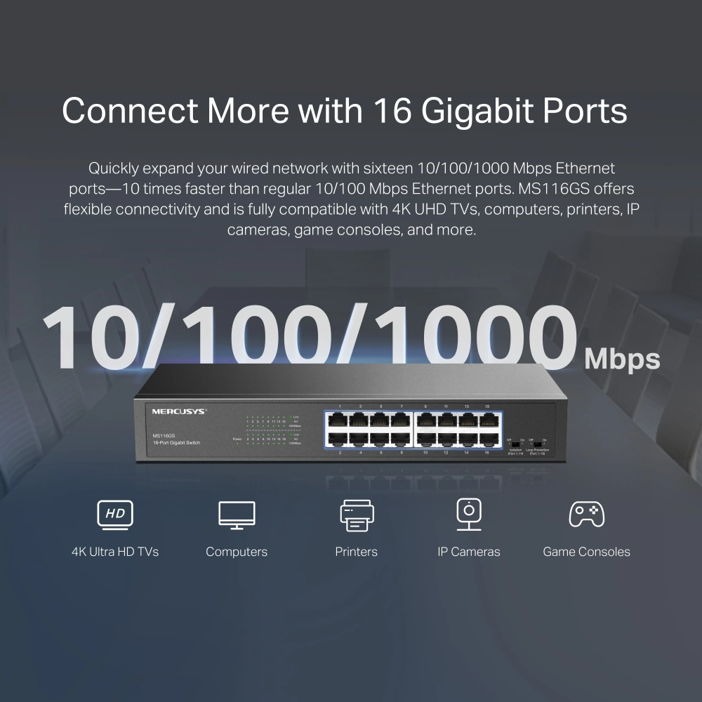 Mercusys Mercusys MS116GS 16-P Gigabit Switch Network Device