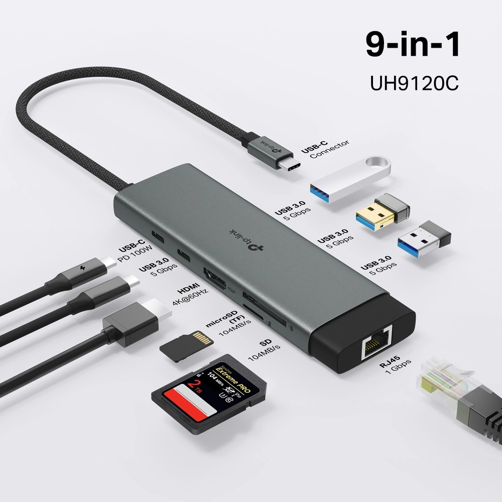 TP-Link TP-Link UH9120C USB Type-C 9-in-1 Hub Network Device