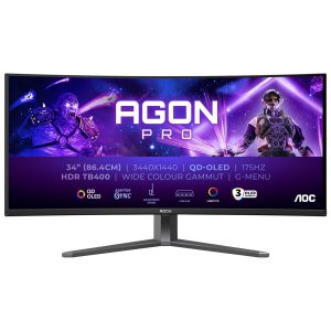 AOC 34″ AGON Pro OLED QHD 175Hz 0.03ms 1800R Curved Gaming Monitor