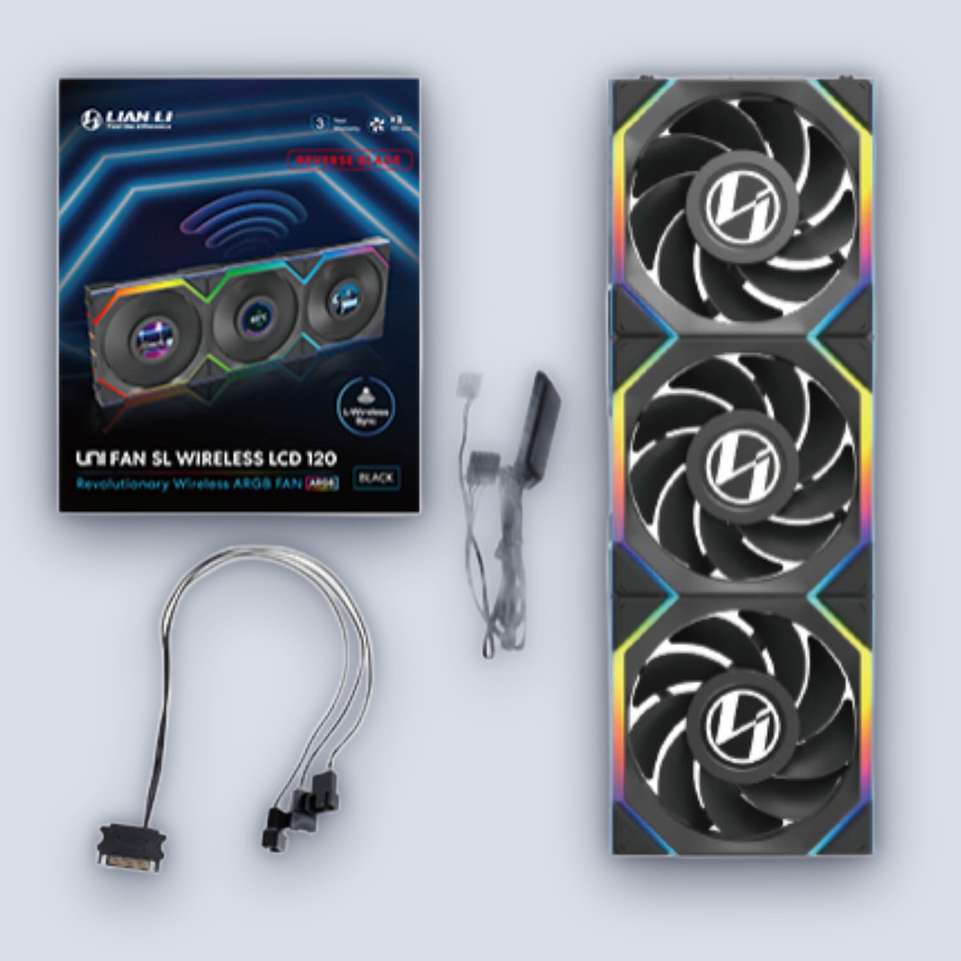 Lian-Li UNI SL Wireless LCD 120mm Reverse Black x3 Fans โ image 5