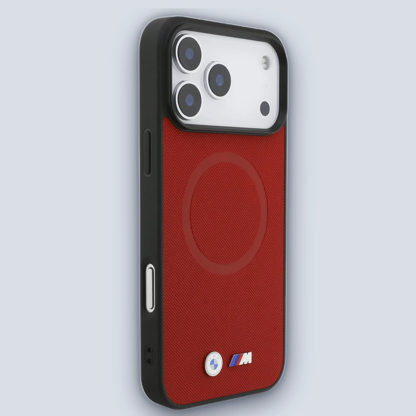 BMW MagSafe Full Wrapped Leather Case With Metal Logos For iPhone 17 Pro Max – Red