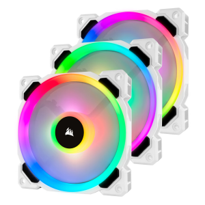 Corsair LL120 RGB 120mm Dual Light Loop White RGB LED PWM Fan – Triple Pack with Lighting Node PRO