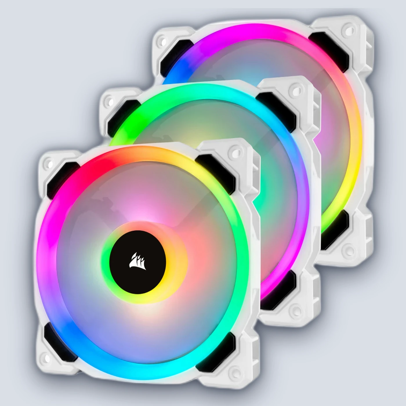 Corsair LL120 RGB 120mm Dual Light Loop White RGB LED PWM Fan – Triple Pack with Lighting Node PRO