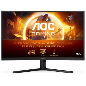 AOC 31.5″ VA QHD 180Hz 0.5ms 1500R Curved Gaming Monitor