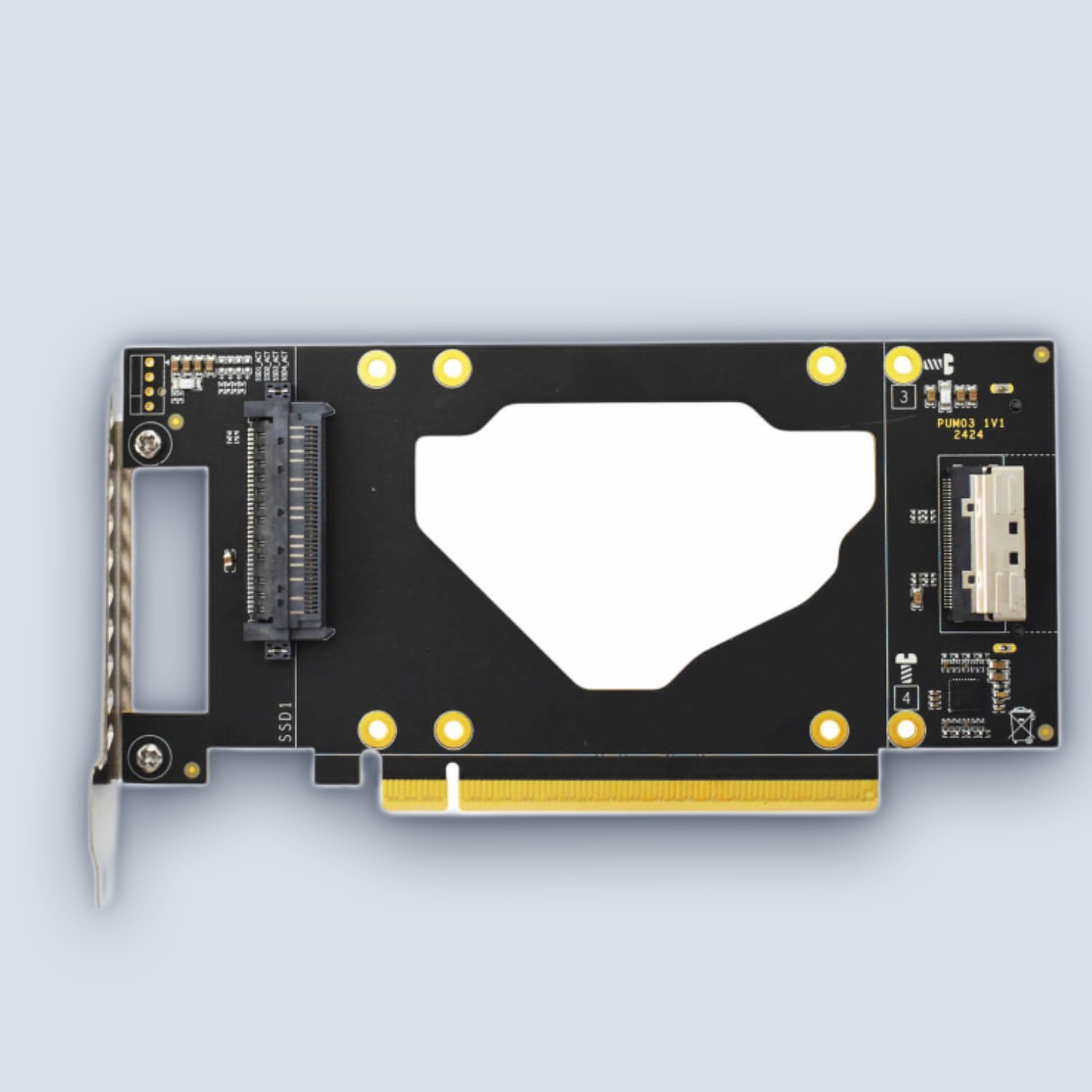 Expansion Card PCIe5.0 x16 to 2xU.2 (SFF-8639) + MCIO x8