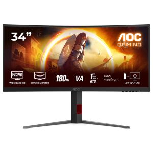 AOC 34″ VA UWQHD 180Hz 0.5ms 1500R Curved Gaming Monitor