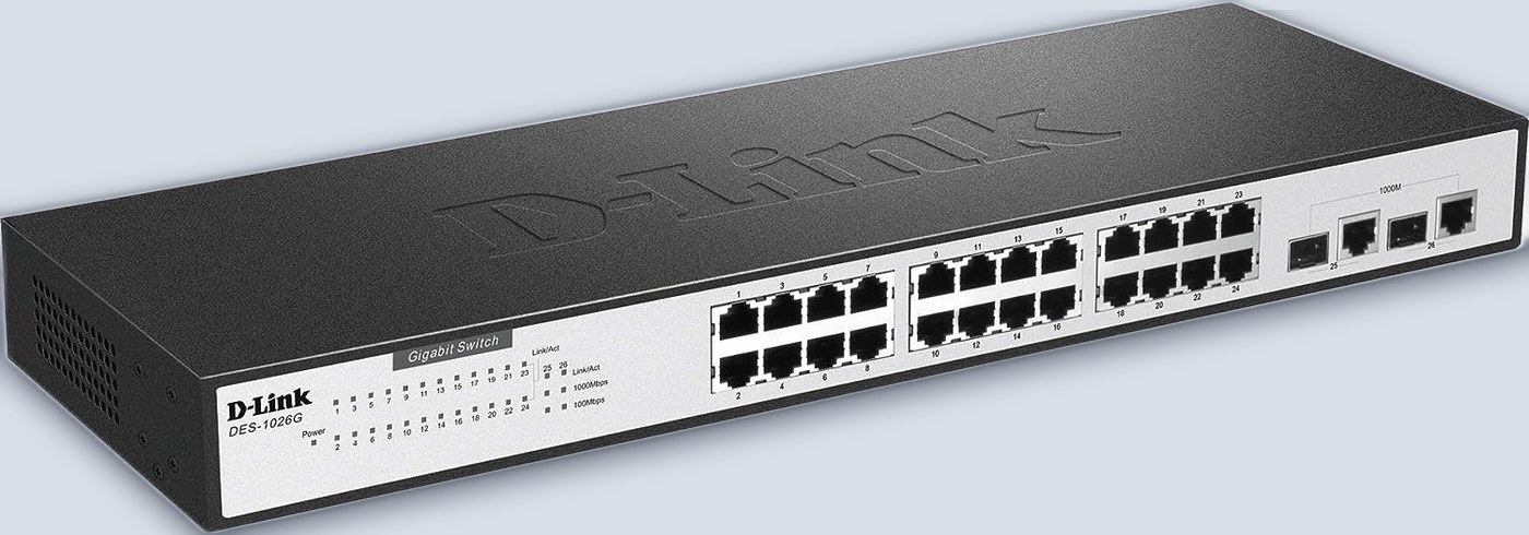 Switch 24 Port 10/100, 2 Gigabit uplink ports, unmanaged, Metal