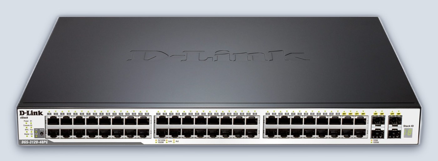 D-Link Switch 48 Port (48X PoE) 4xSFP/Giga ports + 2xPHY. Stack ports, L2/L3 Managed