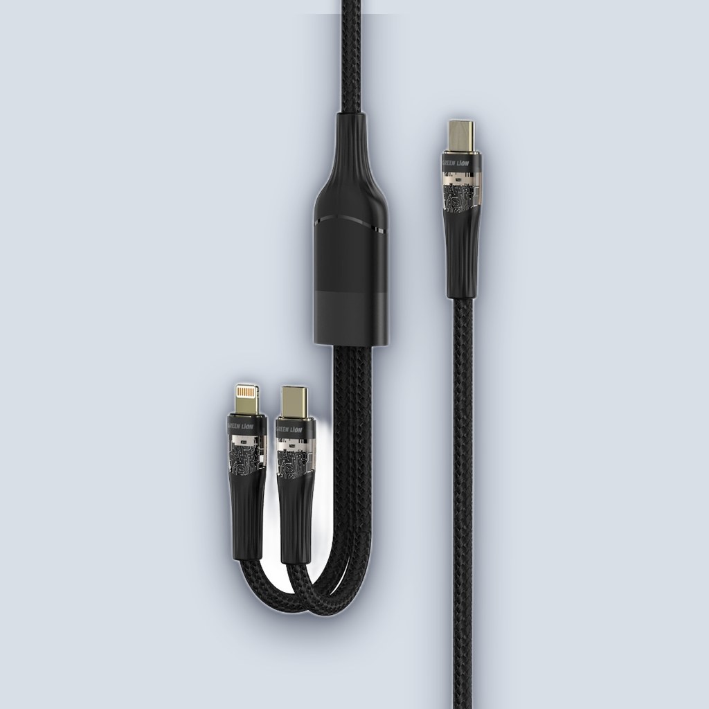 Green Lion 2 in1 Transparent Fast Charging Cable – Black