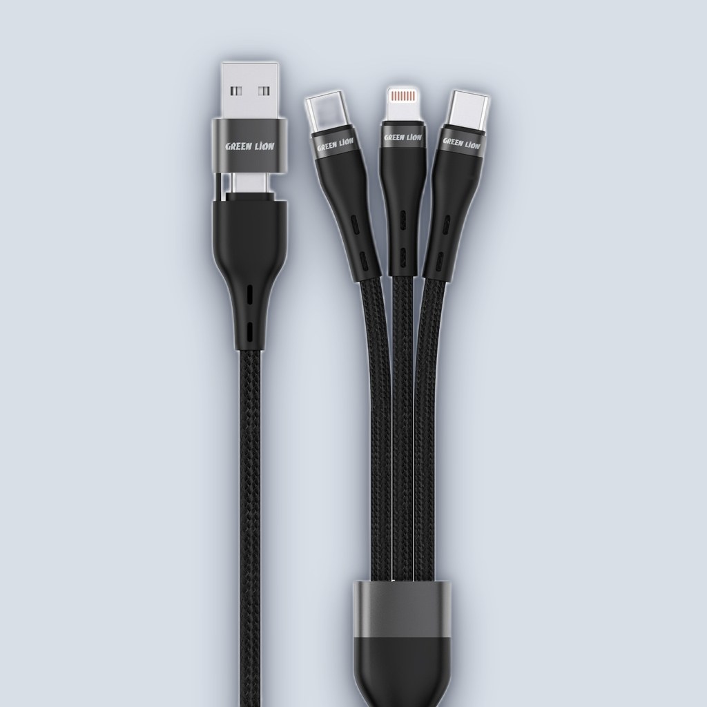Green Lion Green Lion 3 in 2 Braided Fast Charging Cable – Black