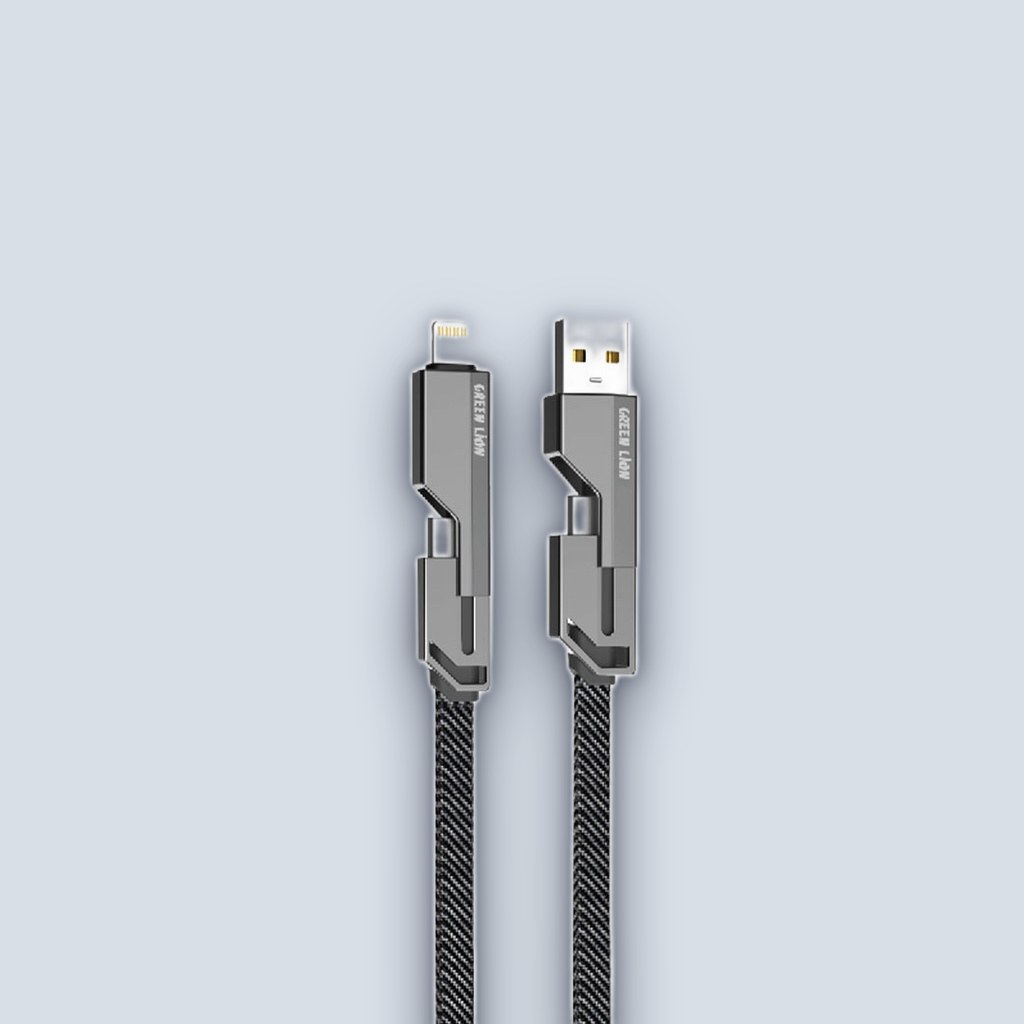 Green Lion Four in One Zinc Alloy Charging Data Cable 4 IN 1 – Black