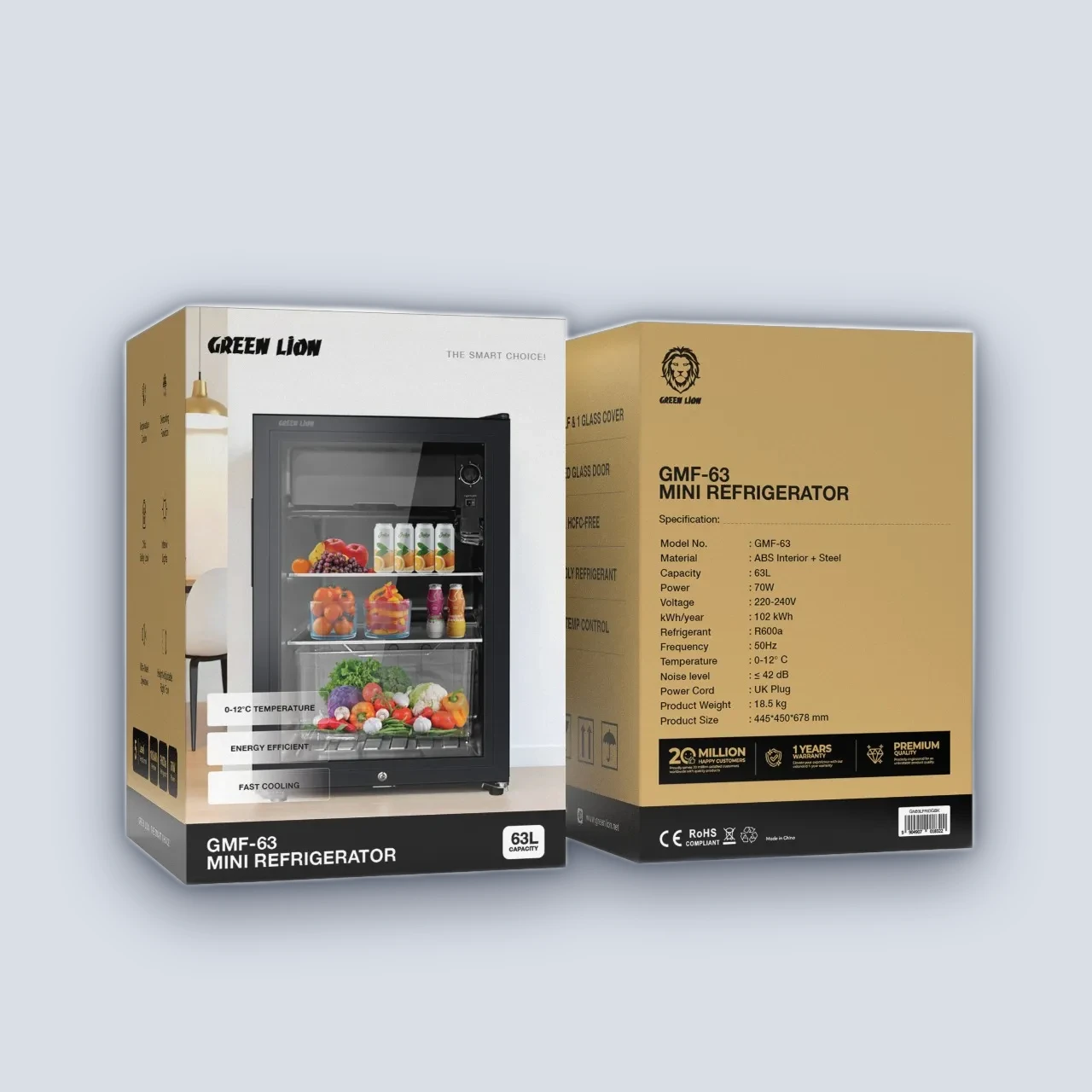Green Lion Green Lion GMF-63 Mini Refrigerator 63L – Black