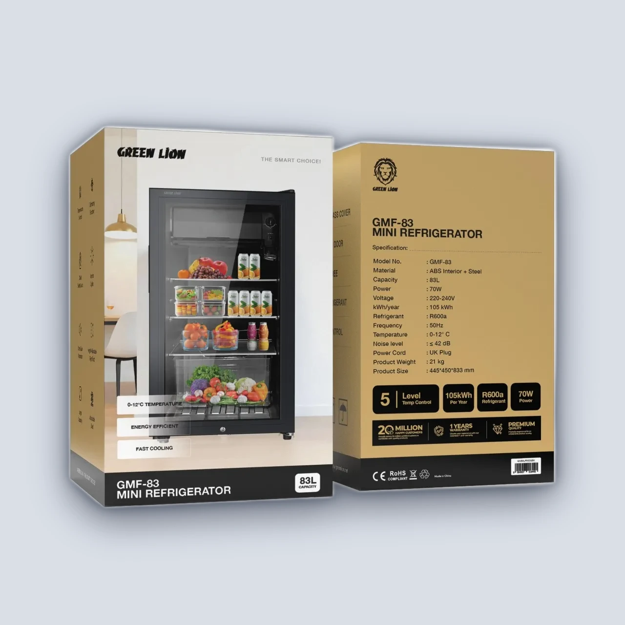 Green Lion Green Lion GMF-83 Mini Refrigerator 83L – Black