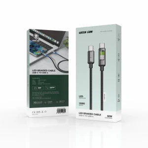 Green Lion Green Lion Led Braided Cable Usb-A to Usb-C 1Meter – Black