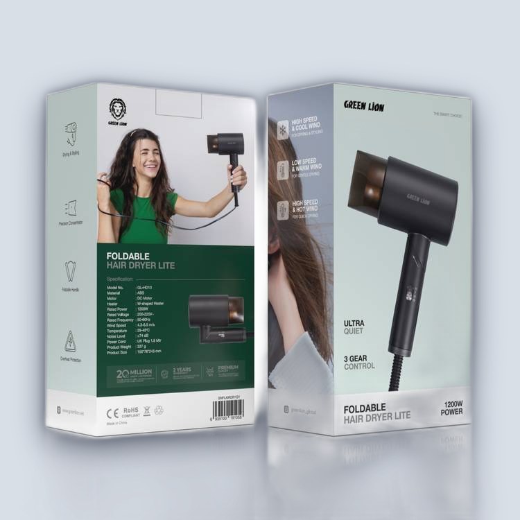 Green Lion Green Lion Foldable Hair Dryer Lite 1200W – Grey