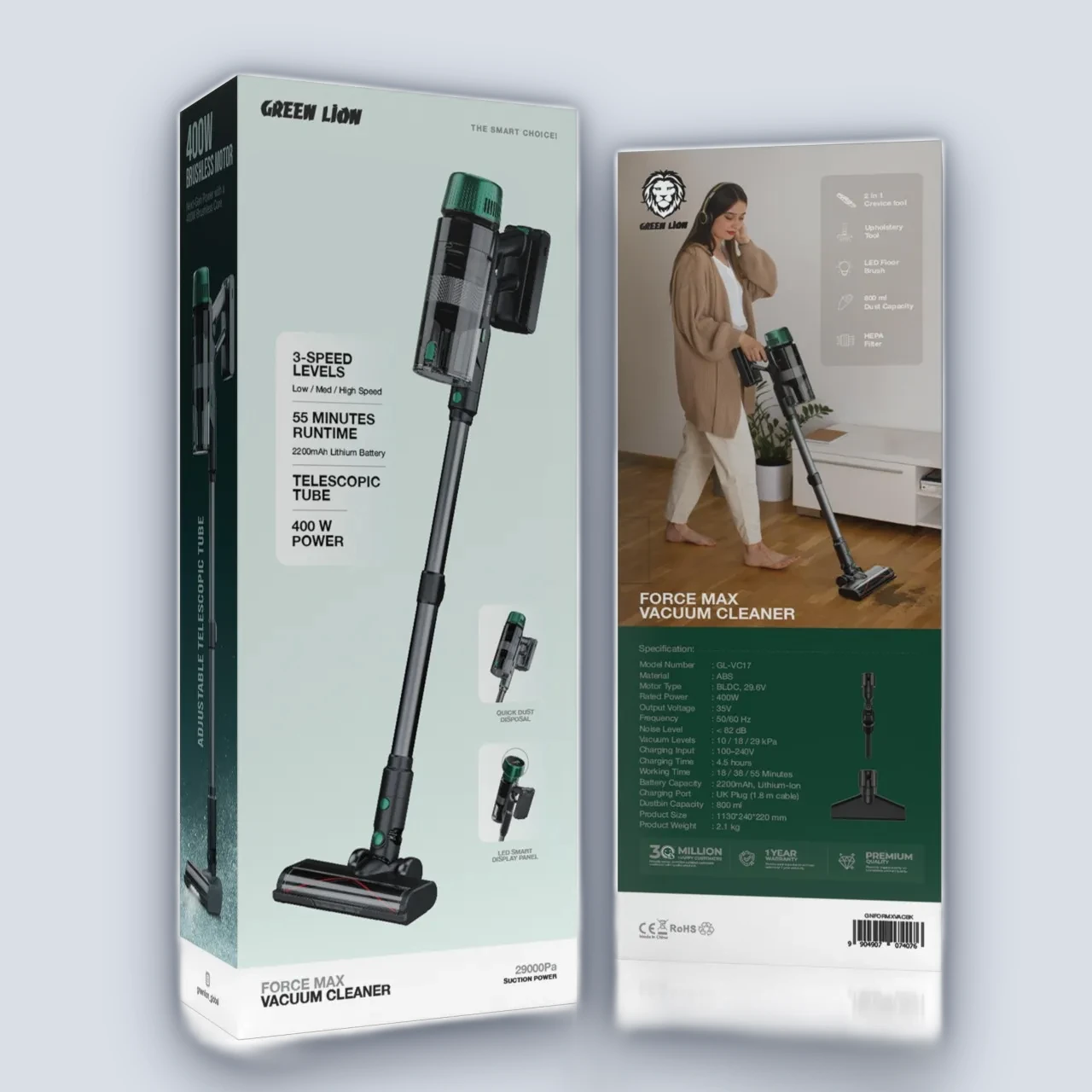 Green Lion Green Lion Force Max Vacuum Cleaner – Black