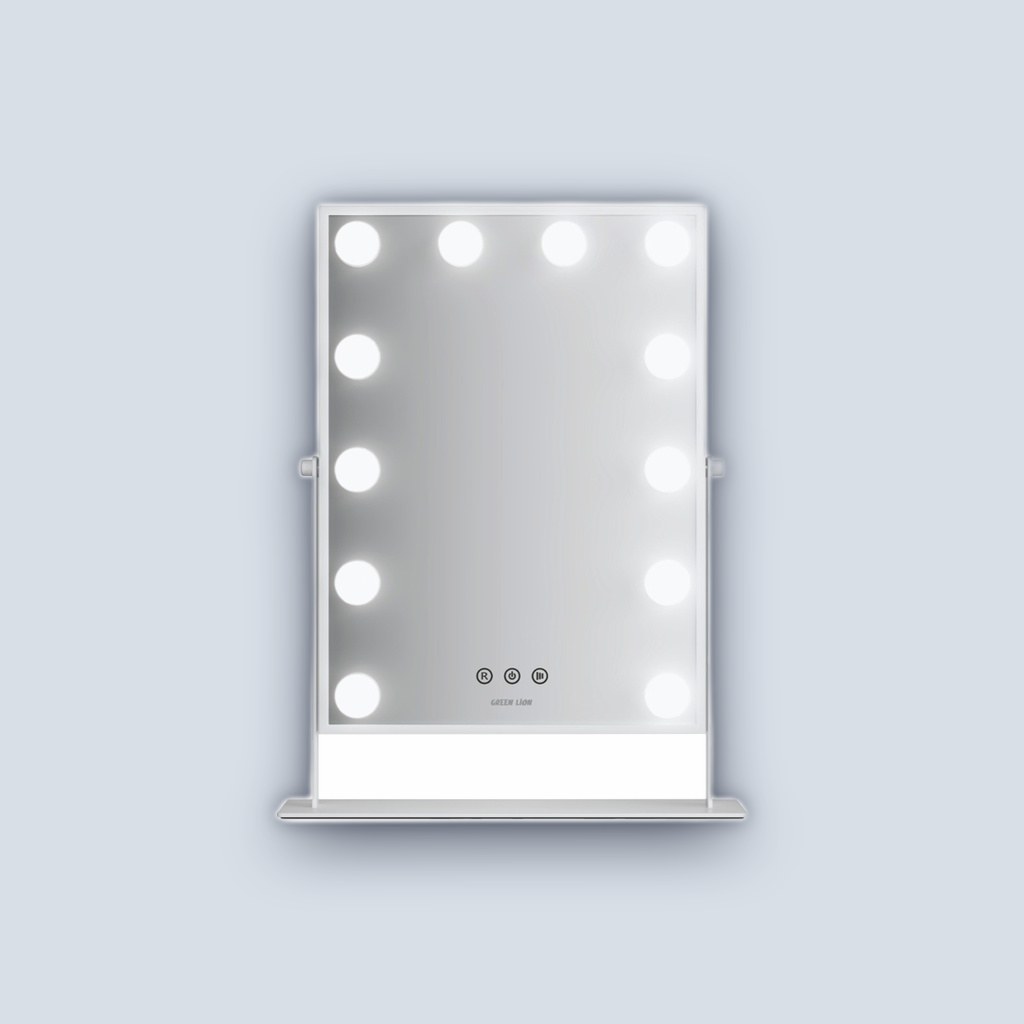 Green Lion Glam Shine Makeup Mirror 12 LED Lights – White