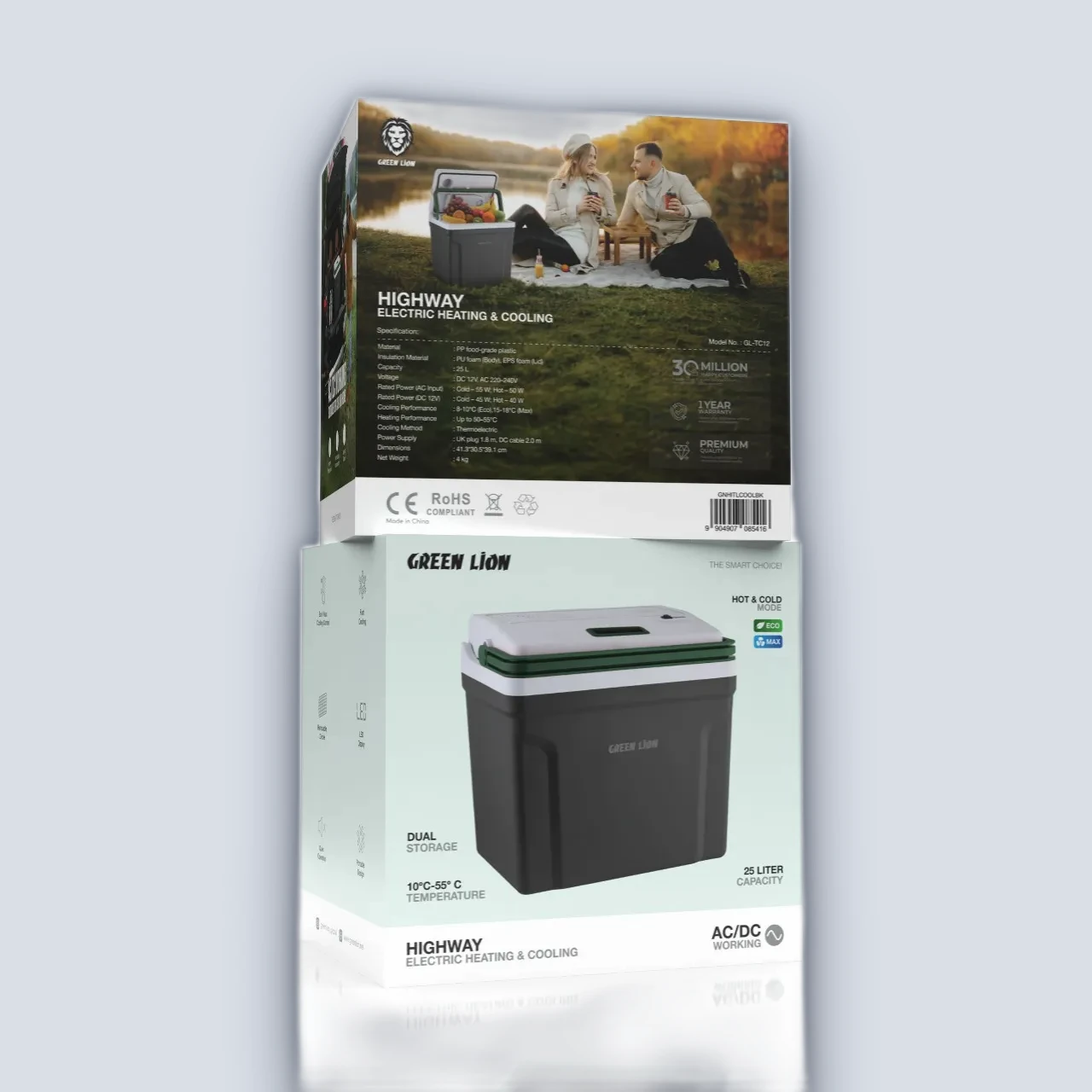 Green Lion Green Lion Highway Electric Heating and Cooling Fridge – Black