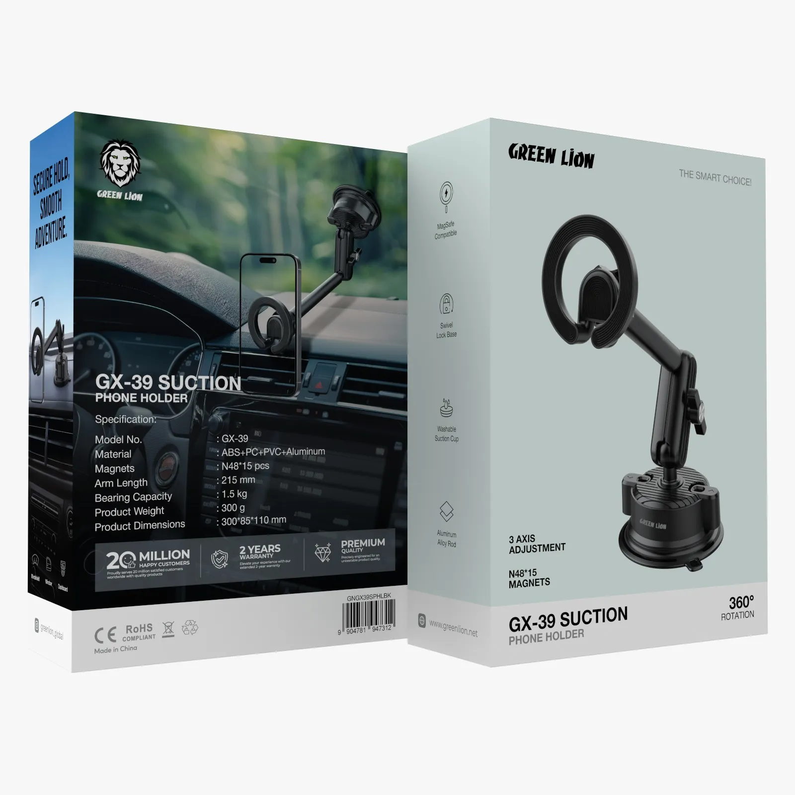 Green Lion Green Lion GX-39 Suction Phone Holder – Black