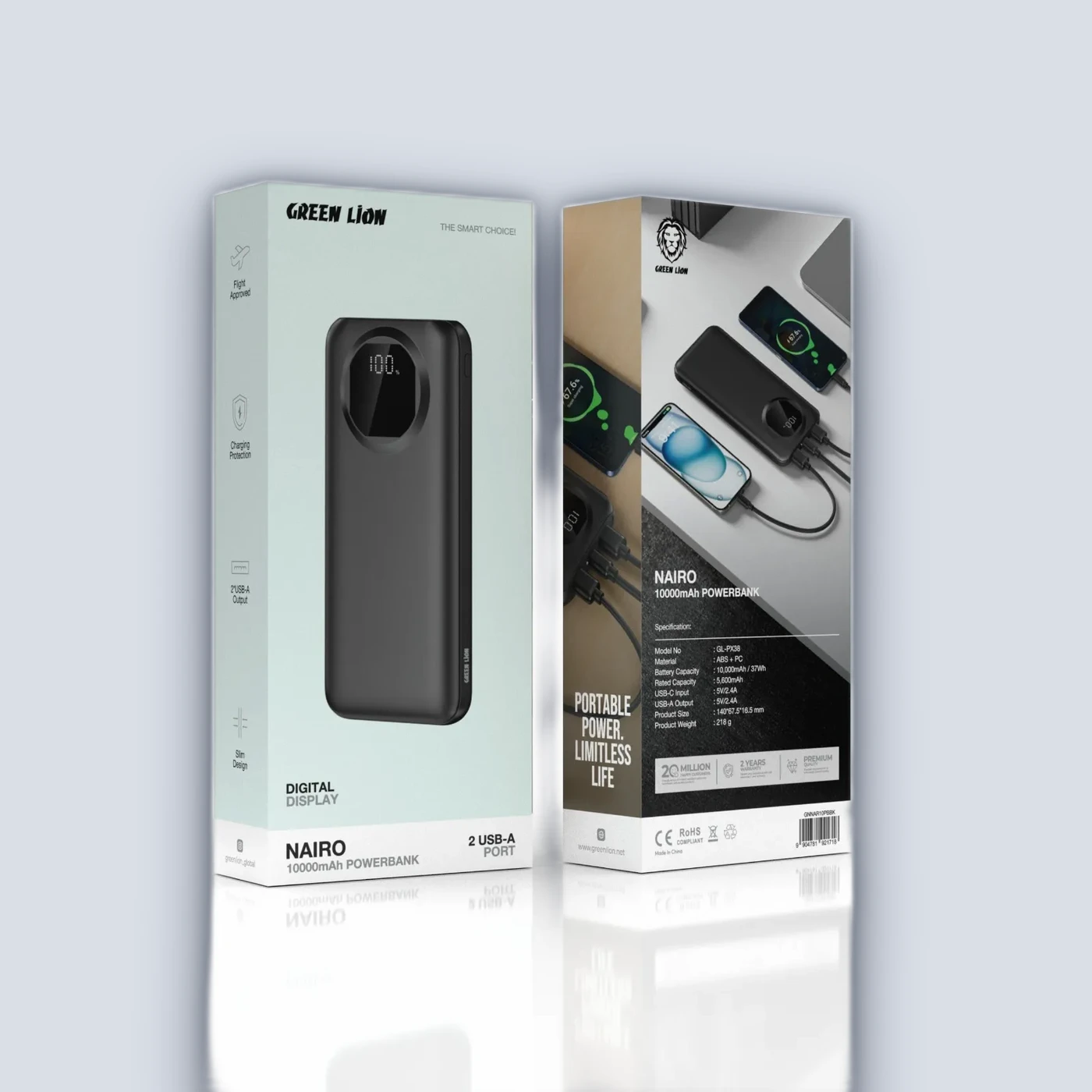 Green Lion Green Lion Nairo 10000mAh Power Bank – Black