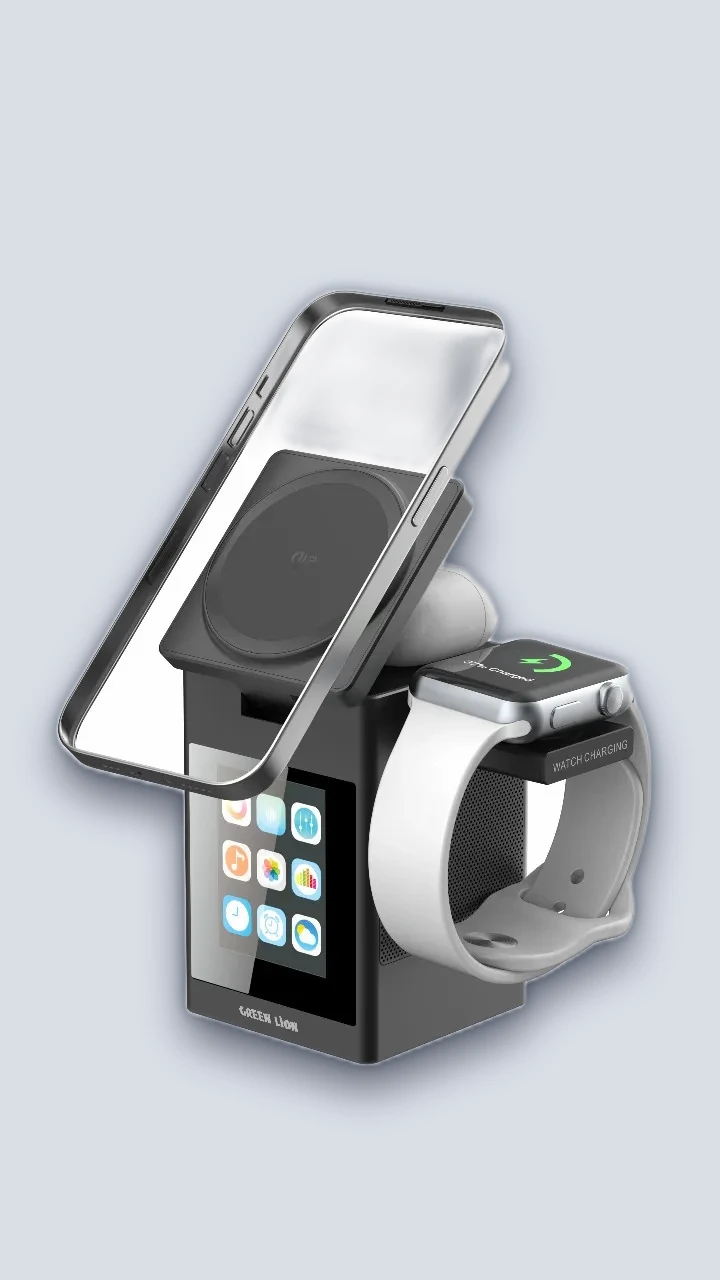 Green Lion Green Lion Smart Station Pro LCD Display Wireless Charger with Speaker – Black