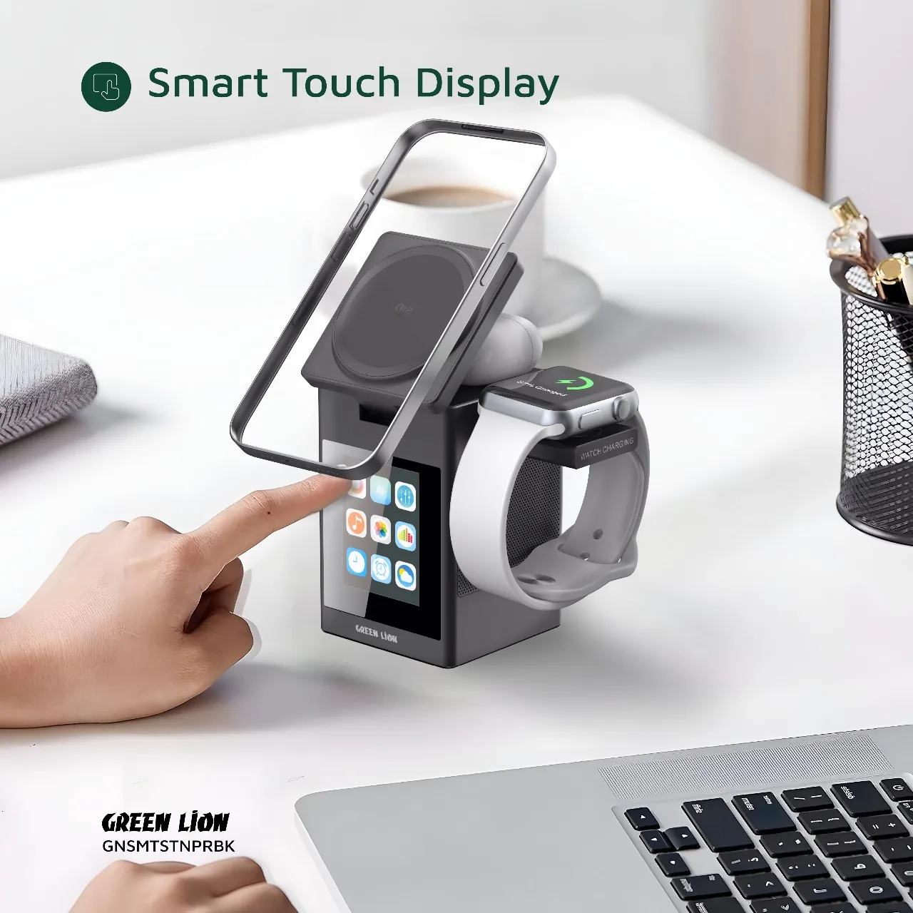 Green Lion Green Lion Smart Station Pro LCD Display Wireless Charger with Speaker – Black