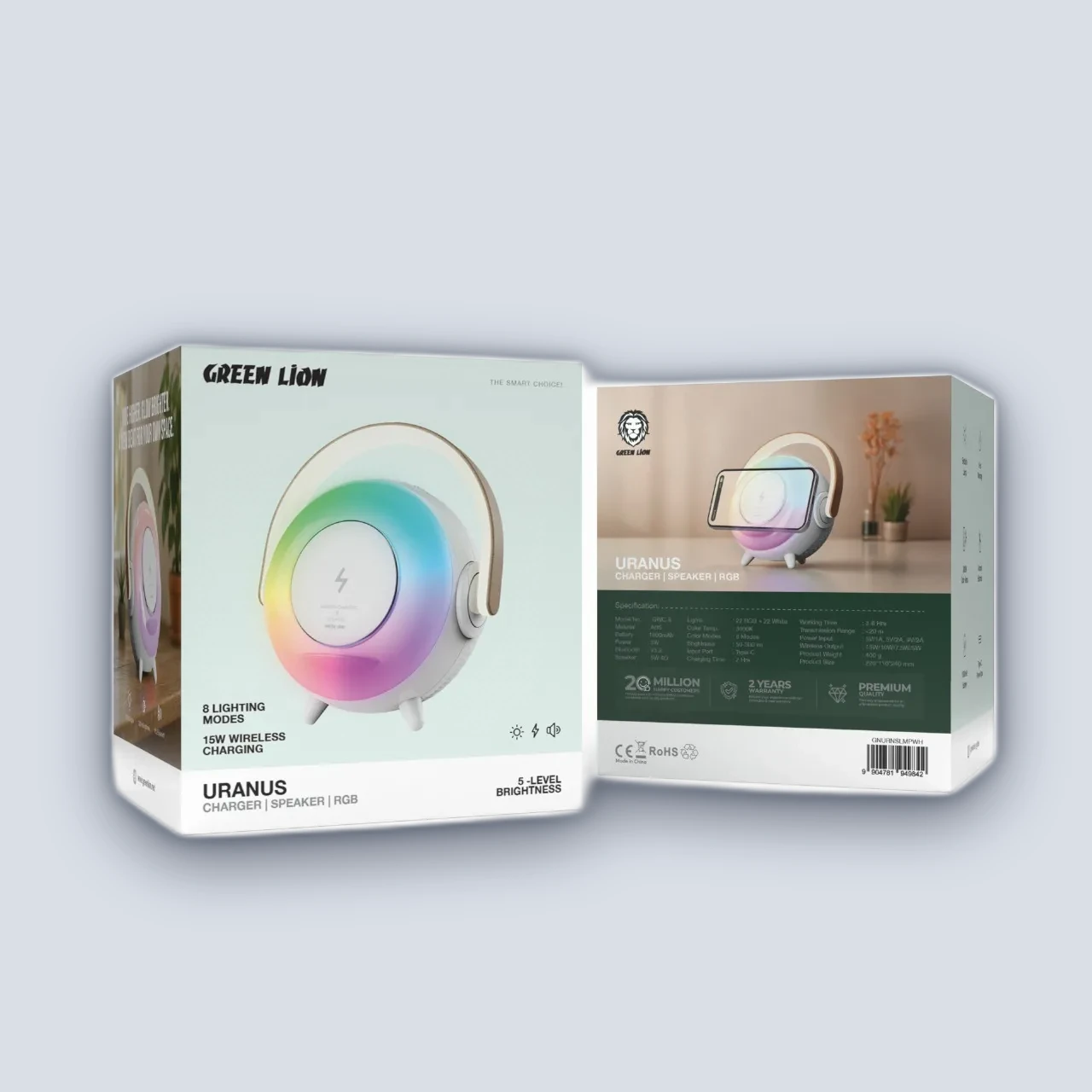 Green Lion Green Lion Uranus Bluetooth Speaker with Table Lamp – White