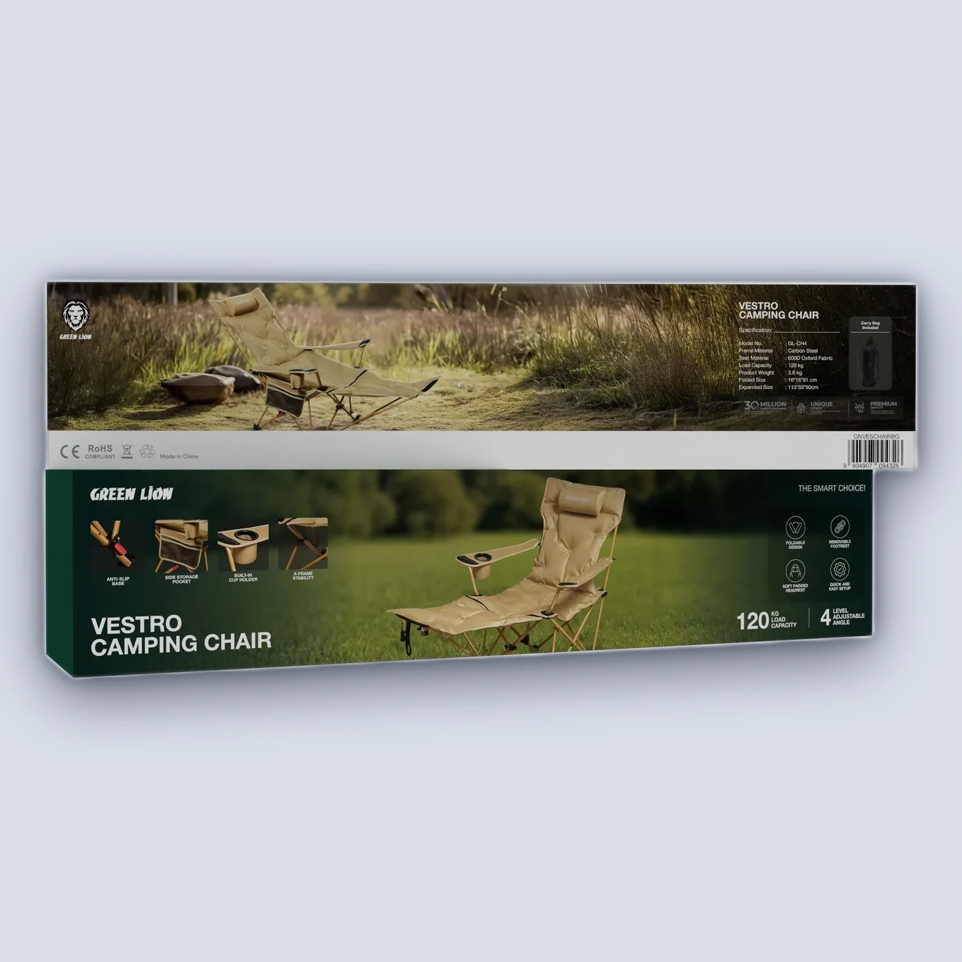 Green Lion Green Lion Vestro Camping Chair – Beige