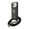 Guess Guess 4G PU Leather Case With big 4G Logo & Lanyard For iPhone 17 Pro Max – Black