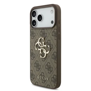 Guess 4G PU Leather Case With Big 4G & Classic Logo For iPhone 17 Pro Max – Brown
