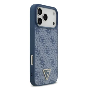 Guess Guess MagSafe 4G PU Leather Case With Triangle Logo For iPhone 17 Pro Max – Blue
