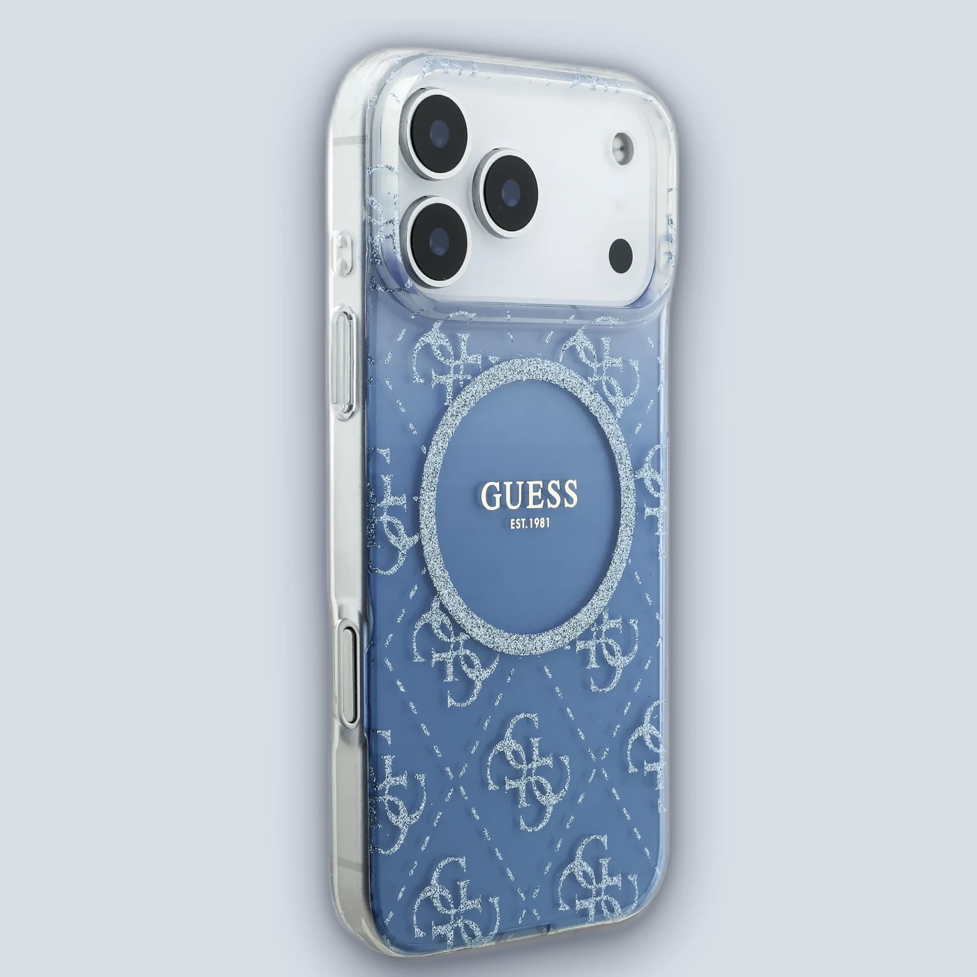 Guess Guess MagSafe PC+TPU Case With Gradient Glitter For iPhone 17 Pro Max – Blue