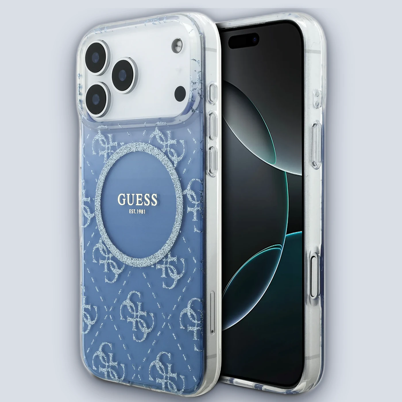 Guess Guess MagSafe PC+TPU Case With Gradient Glitter For iPhone 17 Pro Max – Blue