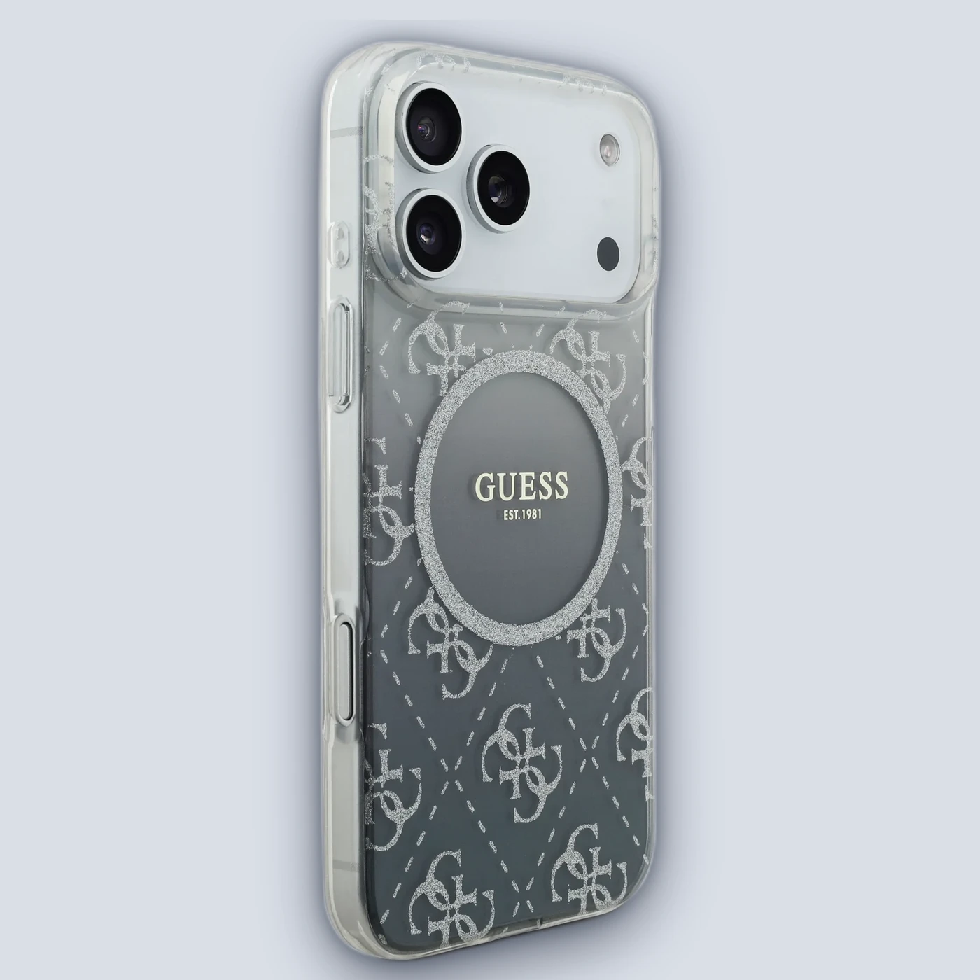 Guess Guess MagSafe PC+TPU Case With Gradient Glitter For iPhone 17 Pro Max – Grey