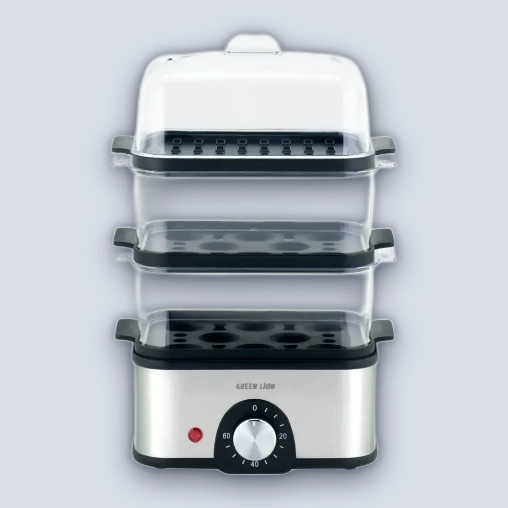 Green Lion Green Lion 3-Tier Egg Cooker | Vegetable Steamer 500W – Gray