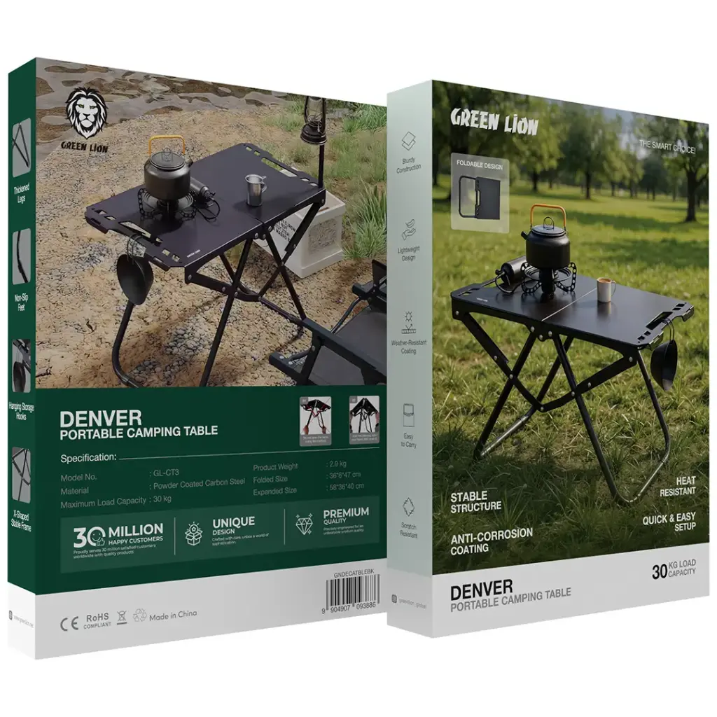 Green Lion Green Lion Denver Portable Camping Table – Black