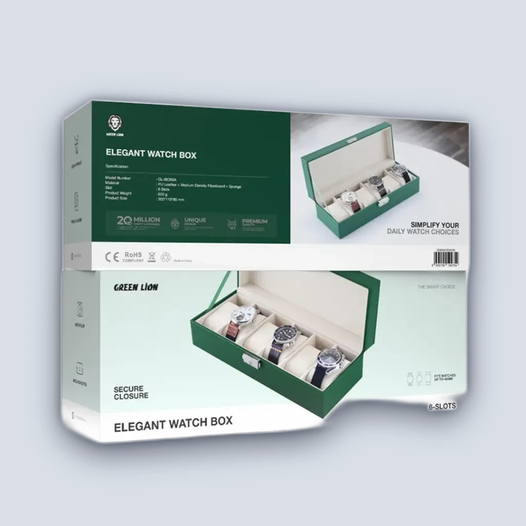 Green Lion Green Lion Elegant Watch Box 6 Slots – Green – Normal