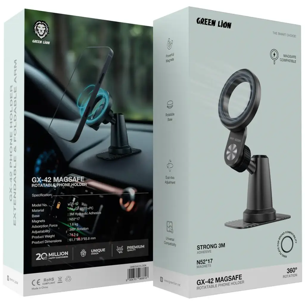 Green Lion Green Lion GX-42 MagSafe Rotatable Phone Holder – Black