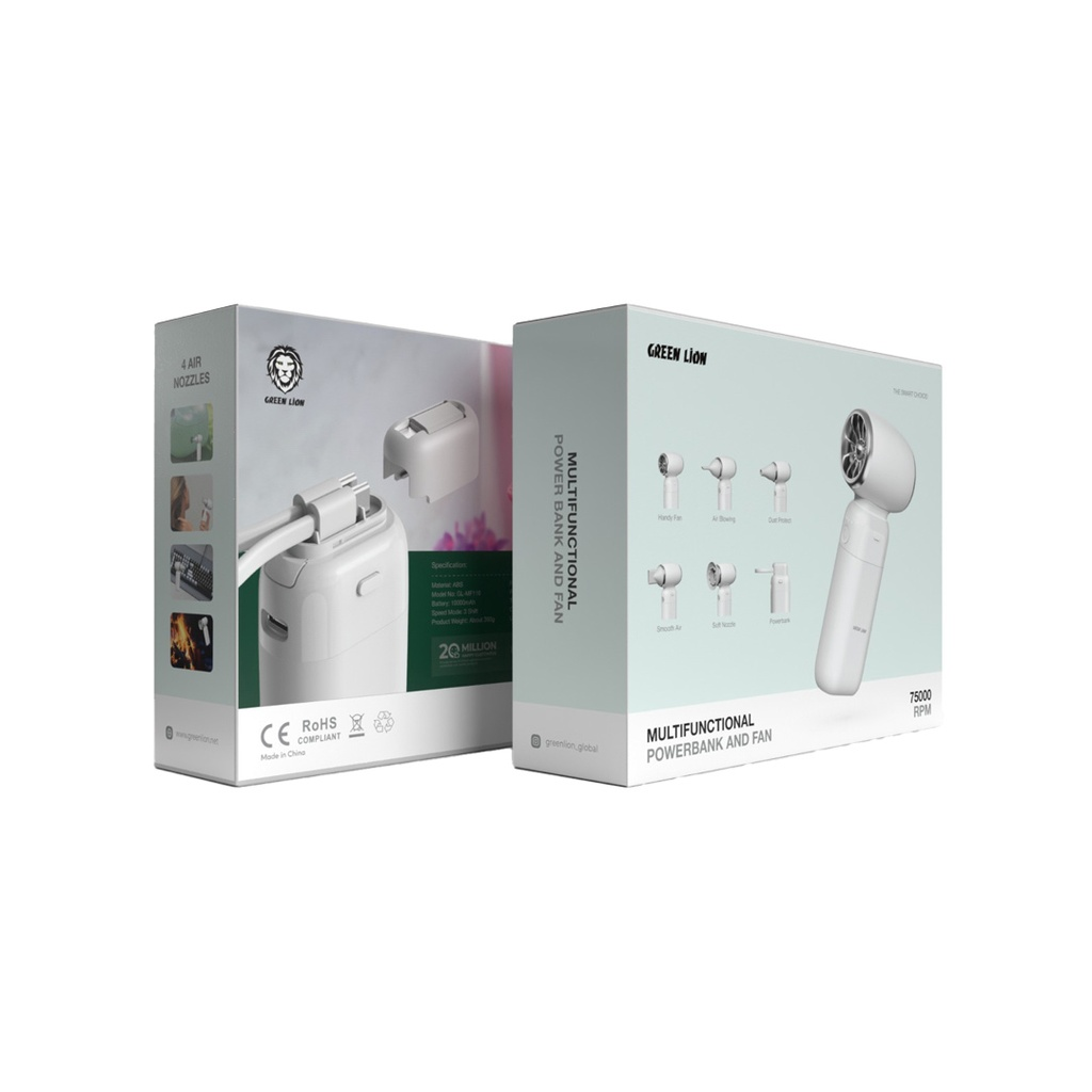 Green Lion Green Lion Multifunctional 10000mAh Powerbank and Fan – White