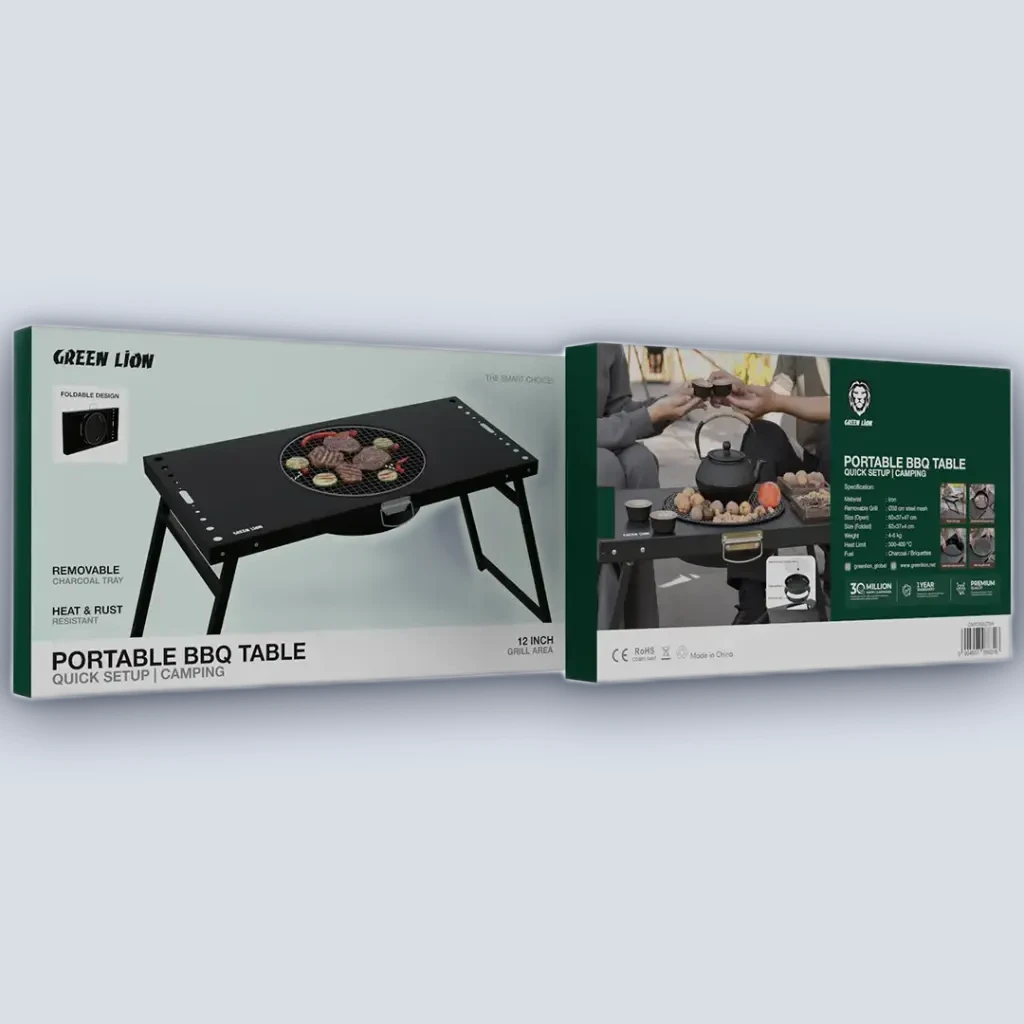 Green Lion Green Lion Portable BBQ Camping Table – Black